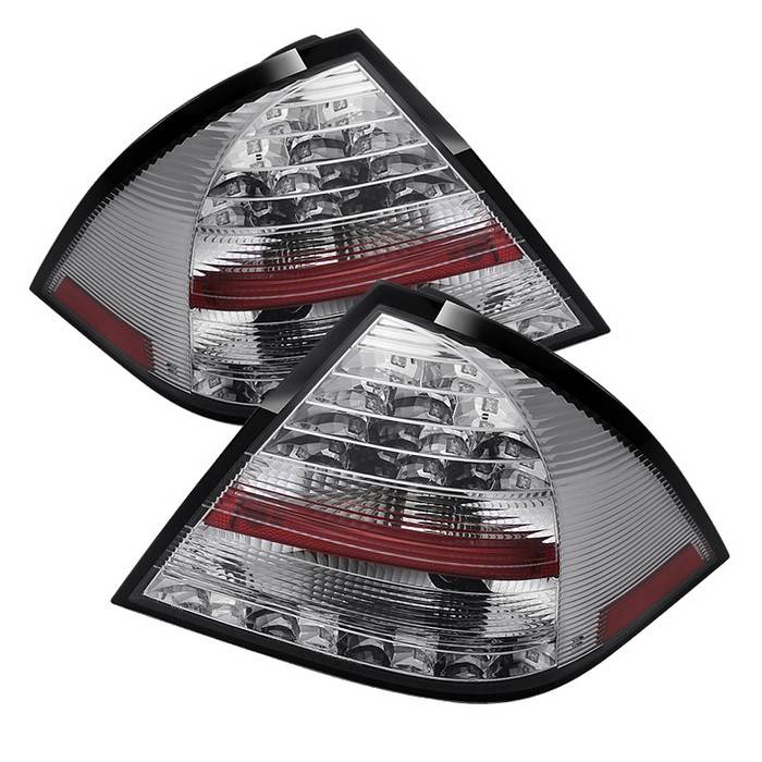 Spyder - Mercedes-Benz C Class Spyder LED Taillights - Chrome - 111-MBZC05-LED-C