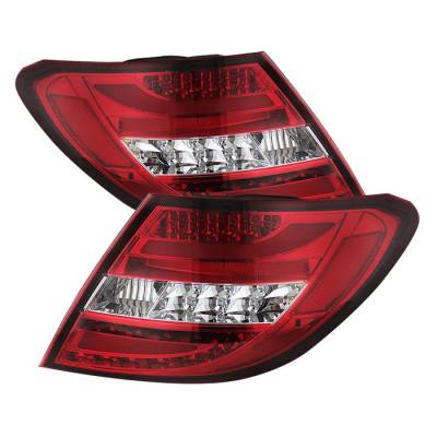 Spyder - Mercedes-Benz C Class Spyder LED Taillights - Red Clear - 111-MBZC08-LED-RC