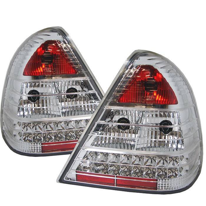 Spyder - Mercedes-Benz C Class Spyder LED Taillights - Chrome - 111-MBZC94-LED-C