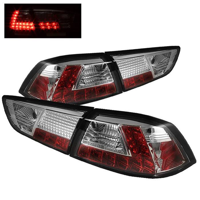 Spyder - Mitsubishi Lancer Spyder LED Taillights - Chrome - 111-MITEVO1008-LED-C