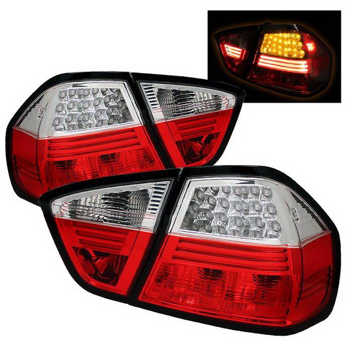 Spyder Auto - BMW 3 Series 4DR Spyder LED Taillights - Red Clear - ALT-YD-BE9006-LED-RC