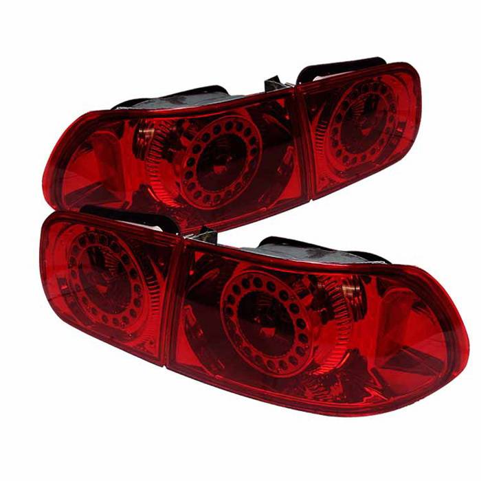 Spyder Auto - Honda Civic 2DR & 4DR Spyder LED Taillights - All Red - ALT-YJ9295TLZ4-24D-RD-LED