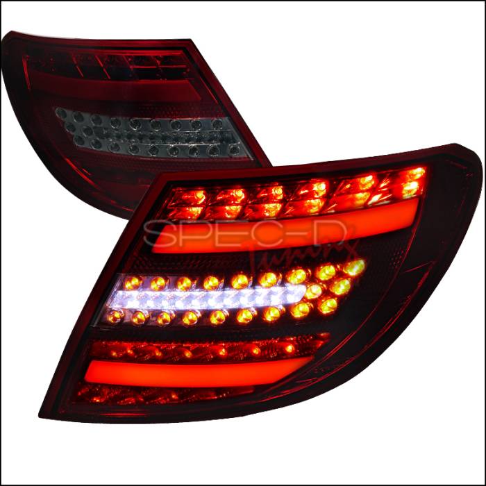 Spec-D - Mercedes-Benz C Class Spec-D LED Taillights - Red & Smoke - LT-BW20408RGLED-APC