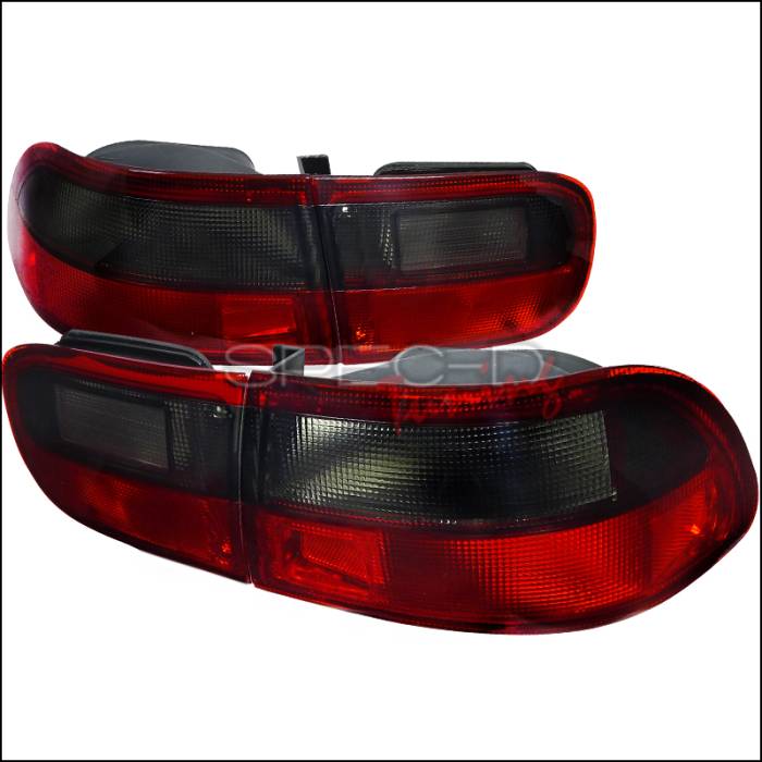 Spec-D - Honda Civic 2DR & 4DR Spec-D Taillights - Red & Smoke - LT-CV92RG-RS