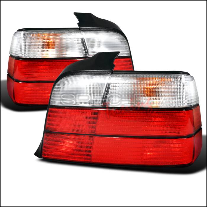 Spec-D - BMW 3 Series 4DR Spec-D Taillights - Red & Clear - LT-E364RPW-DP