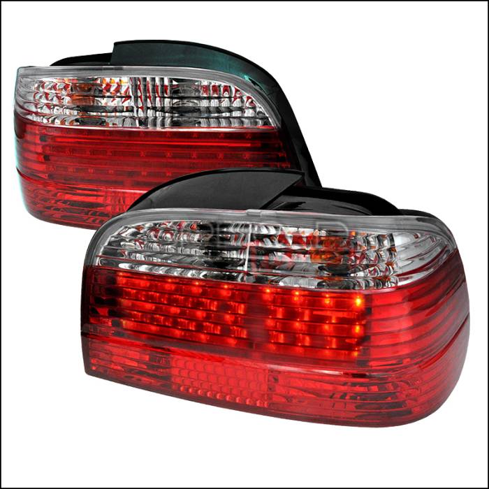 Spec-D - BMW 7 Series Spec-D Fiber Optic LED Taillights - Red & Clear - LT-E384RPW-F2-APC