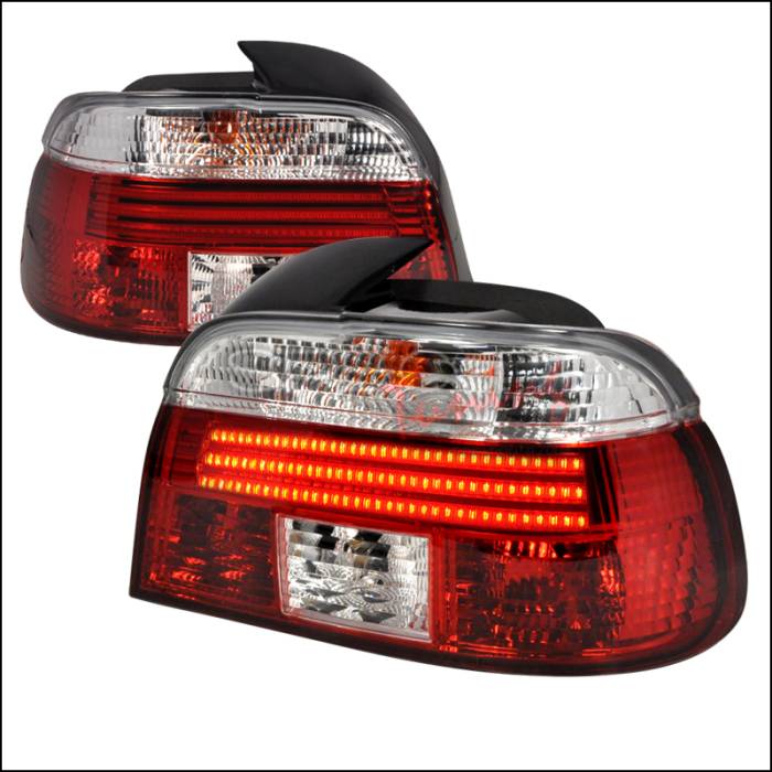 Spec-D - BMW 5 Series Spec-D Fiber Optic LED Taillights - Red & Clear - LT-E394RPW-F2-APC