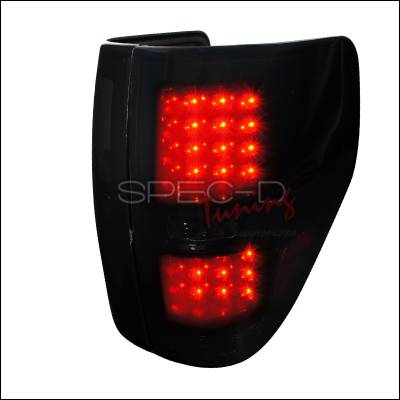 Spec-D - Ford F150 Spec-D LED Taillights - Glossy - Black Housing with Smoke Lens - LT-F15009BBLED-TM