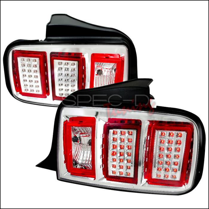 Spec-D - Ford Mustang Spec-D LED Taillights - Chrome - LT-MST05CLED-DP