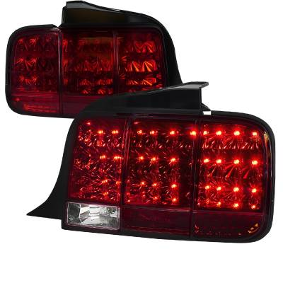 Spec-D - Ford Mustang Spec-D Sequential LED Taillights - Red - LT-MST05RLED-SQ-TM