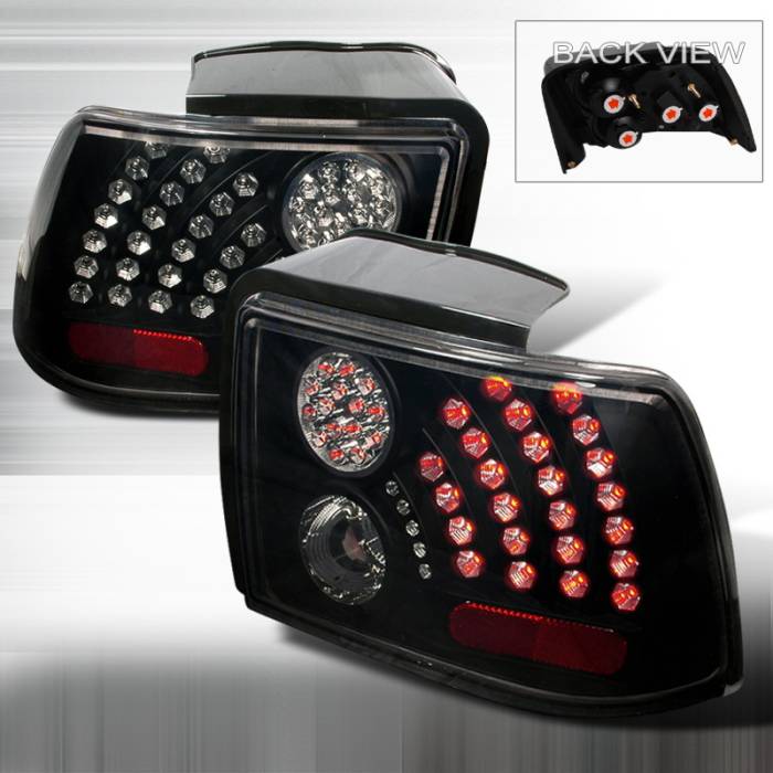 Spec-D - Ford Mustang Spec-D LED Taillights - Black with Smoke Lens - LT-MST99BGLED-WJ
