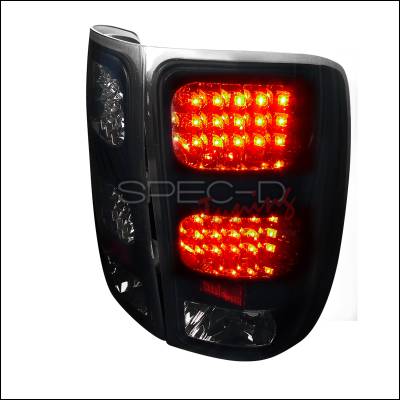 Spec-D - GMC Sierra Spec-D LED Taillights Glossy - Black Housing with Smoke Lens - LT-SIE07BBLED-TM