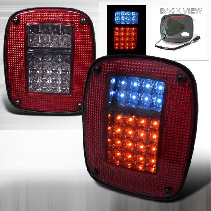 Spec-D - Jeep Wrangler Spec-D LED Taillights - Red & Smoke - LT-WRG87RGLED-APC