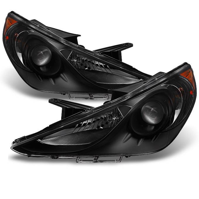 Spyder - Hyundai Sonata Spyder Projector Headlights - LED Halo - DRL - Black - 444-HYSON11-DRL-BK