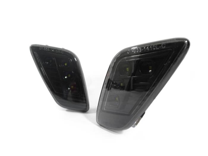 Depo - Jeep Wrangler TJ Black Smoke White Led DEPO Side Marker Lights