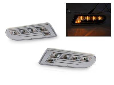 Depo - Mercedes W220 S-Class Crystal Clear Amber Led DEPO Bumper Lights
