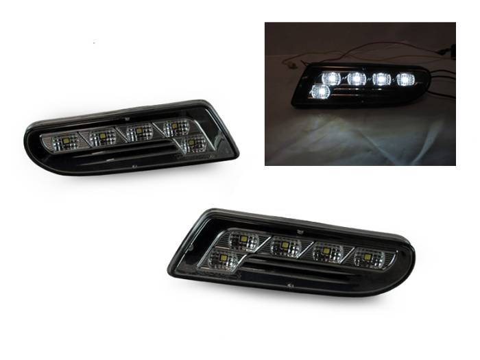 Depo - Mercedes W220 S-Class Crystal Smoke White Led DEPO Bumper Lights