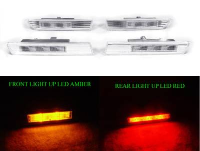 Depo - Acura TL 4 Pieces Clear Front Amber Led + Rear Red Led DEPO Side Marker Light