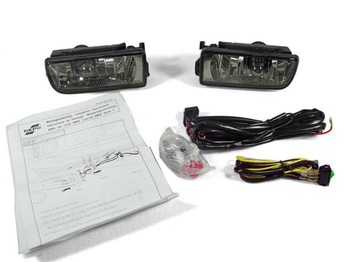 Depo - BMW E36 Depo Crystal Smoke DEPO Fog Lights W/H1 Bulbs