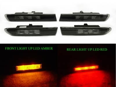Depo - Acura TL 4 Pieces Smoke Front Amber Led + Rear Red Led DEPO Side Marker Light