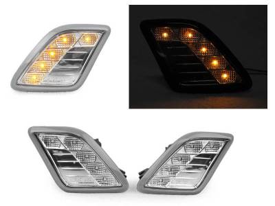 Depo - Mercedes W221 S-Class Crystal Clear Amber Led Bumper DEPO Side Marker Lights