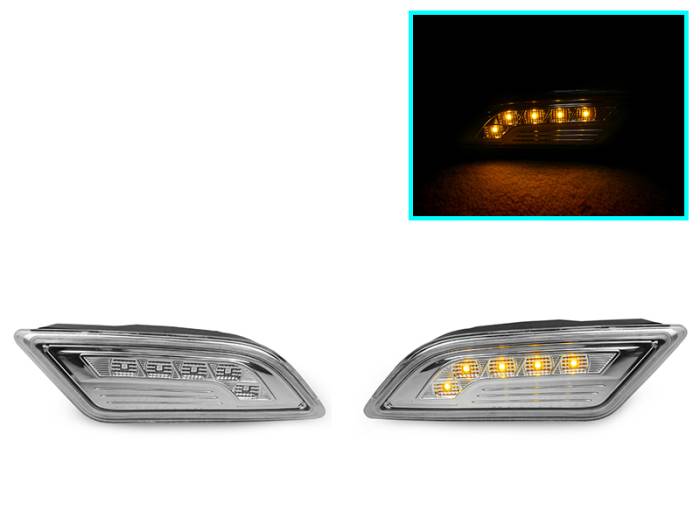 Depo - Mercedes W204 Clear Amber Led Bumper DEPO Side Marker Lights