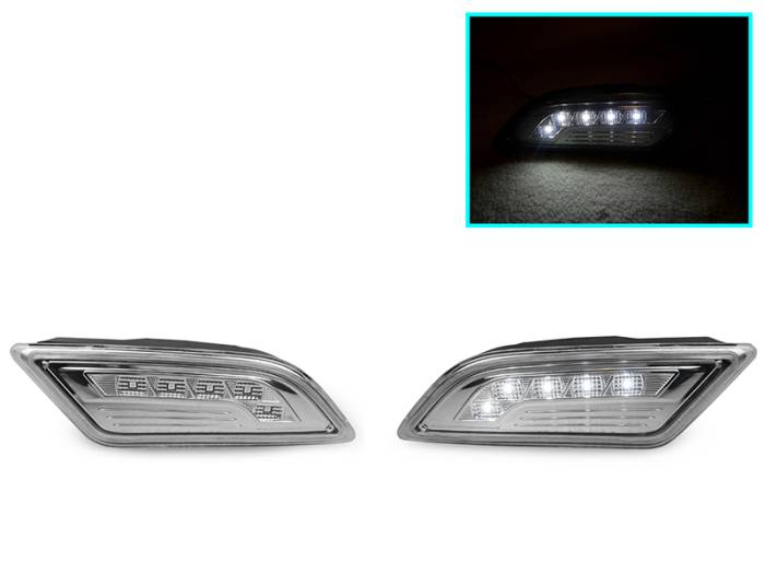 Depo - Mercedes W204 Clear White Led Bumper DEPO Side Marker Lights