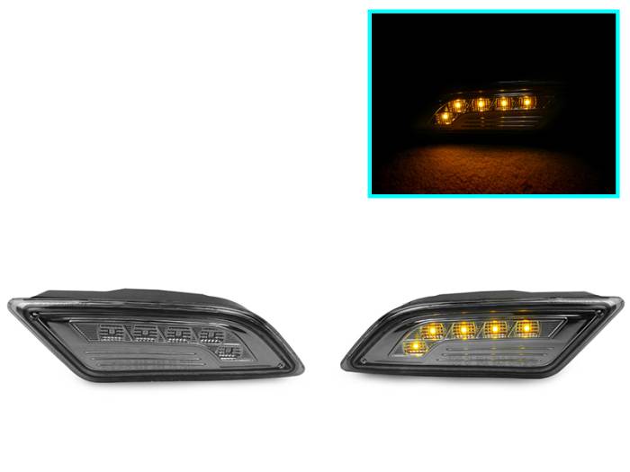 Depo - Mercedes W204 Smoke Amber Led Bumper DEPO Side Marker Lights