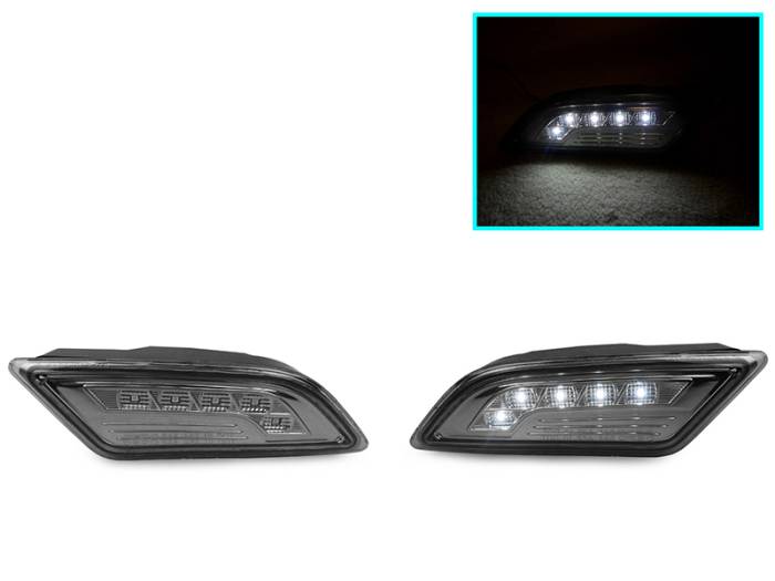 Depo - Mercedes W204 Smoke White Led Bumper DEPO Side Marker Lights