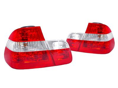 Depo - BMW E46 4D Facelift Look Red/Clear/Red 4Pcs DEPO Tail Lights