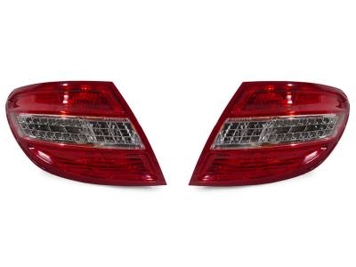 Depo - Mercedes W204 Red/Clear Led DEPO Tail Lights