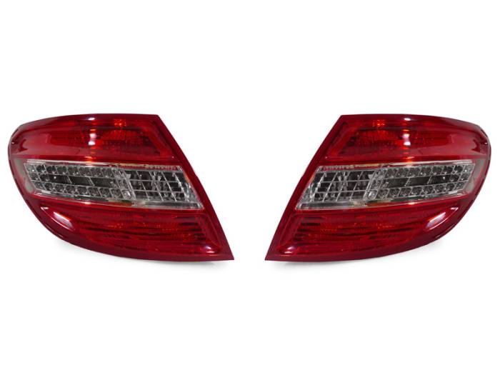 Depo - Mercedes W204 Red/Clear Led DEPO Tail Lights