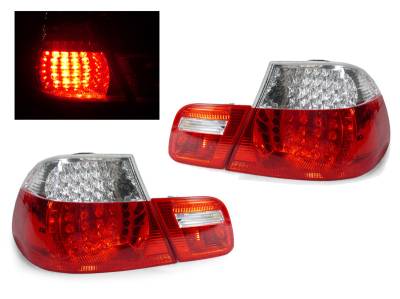 Depo - BMW E46 2D Depo Red/Clear Led DEPO Tail Lights - 4 Pieces