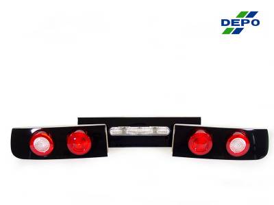 Depo - Nissan 300ZX Black 3 Pieces Rear DEPO Tail Light Set
