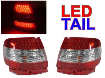 Depo - Audi A4 B5 4D Depo Red/Clear Led DEPO Tail Lights