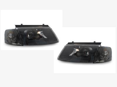 Depo - Volkswagen B5 Passat 4Pcs Black Projector DEPO Headlight + Corner Lights