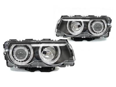 Depo - BMW E38 7 Series Black Projector Angel DEPO Headlight - Us Version