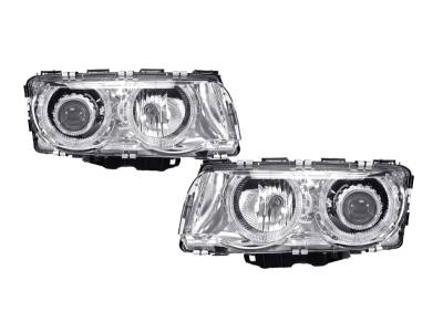 Depo - BMW E38 7 Series Chrome Projector Angel DEPO Headlight - Us Version