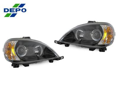 Depo - Mercedes W163 Maxzone Black Projector DEPO Headlight Set - For Halogen Model