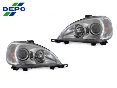 Depo - Mercedes W163 Maxzone Chrome Projector DEPO Headlight Set - For Halogen Model