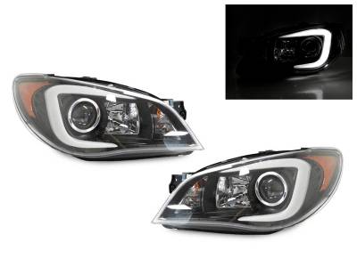 Depo - Subaru Impreza Black "C" Led Light Bar Projector DEPO Headlights -Halogen Model