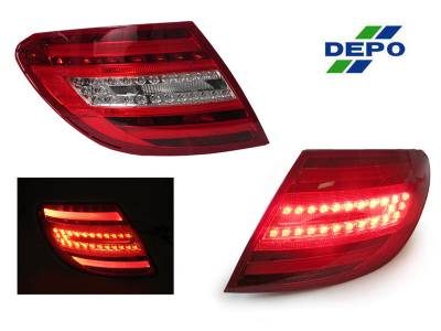 Depo - Mercedes W204 Maxzone Red/Clear Led Lightbar DEPO Tail Lights