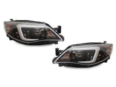 Depo - Subaru Impreza/WRX Black "C" Led Light Bar Projector DEPO Headlights -Halogen