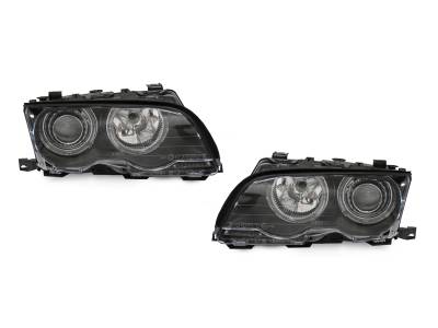 Depo - BMW E46 2D/Cabrio Black Projector Angel DEPO Headlight - D2S W/ Hi/Low