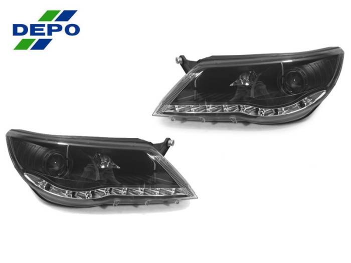 Depo - Volkswagen Tiguan Depo R8 Led Black Projector DEPO Headlight