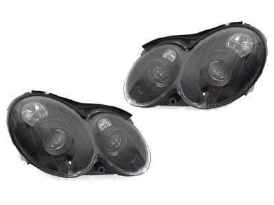 Depo - Mercedes W209 Clk-Class Black Projector DEPO Headlight For Halogen Model
