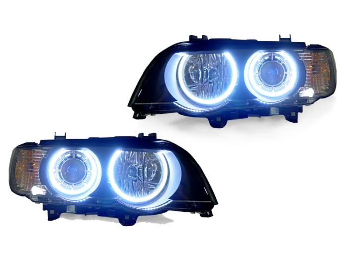Depo - BMW E53 P53 Black Angel Projector DEPO Headlight - Hi/Low D2S + Led Ae Rings