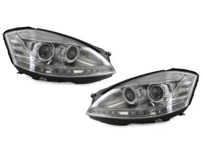 Depo - Mercedes W221 S Class Depo Facelift Look Led D1S Projector DEPO Headlight W/ Afs