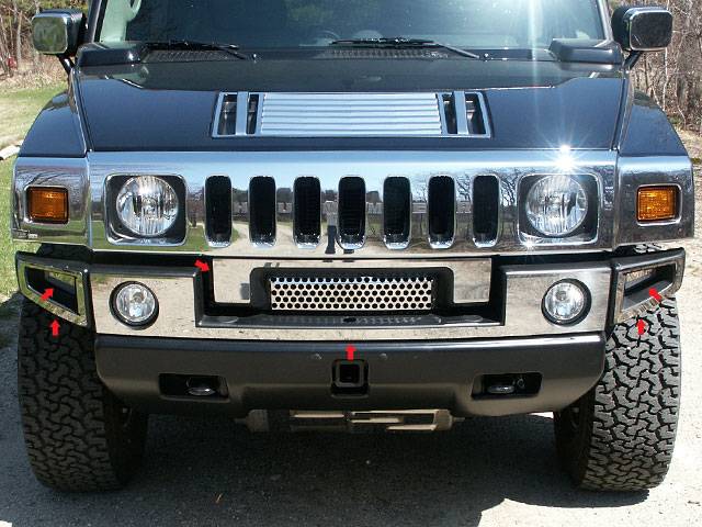 QAA - HUMMER H2 4dr QAA Stainless 6pcs Front Bumper Accent HV43008