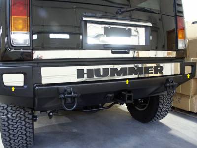 QAA - HUMMER H2 4dr QAA Stainless 3pcs Rear Bumper Accent HV43012
